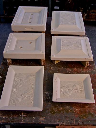 Models and molds for solid-casting two sculptural trays (for Rookwood)